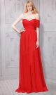 Asymmetrical Off The Shoulder Long Red Chiffon Ruched Evening Dress