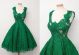 Ball Gown Scalloped Neck Short Emerald Green Lace Party Prom Dress