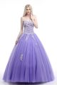 Ball Gown Strapless Lavender Tulle Embroidery Prom Dress Lace Up Back