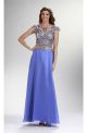 Bateau Neckline Cap Sleeve Long Lavender Chiffon Beaded See Through Prom Dress