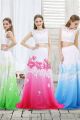 Beautiful Cap Sleeve Ombre Chiffon Two Piece Prom Dress