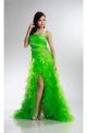 Beautiful High Low Strapless Lime Green Organza Ruffle Prom Dress