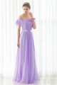 Beautiful Off The Shoulder Long Lilac Chiffon Evening Prom Dress With Sash