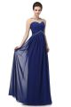 Charming Illusion Jewel Neckline Empire Waist Long Royal Blue Chiffon Beaded Prom Dress