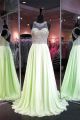 Charming Jewel Neckline Open Back Light Green Chiffon Beaded Prom Dress