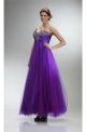 Classic A Line Strapless Long Purple Tulle Beaded Prom Dress