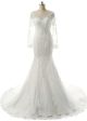 Classy Mermaid Illusion Neckline Long Sleeve Ivory Tulle Lace Wedding Dress