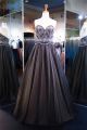 Elegant A Line Sweetheart Long Black Tulle Beaded Prom Dress