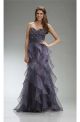 Elegant Sheath Sweetheart Gray Organza Ruffle Beaded Prom Dress