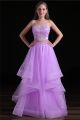 Elegant Sweetheart Two Piece Long Lilac Tulle Ruffle Prom Dress