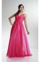 Elegant V Neck Long Hot Pink Chiffon Ruched Bridesmaid Prom Dress