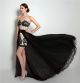 Fantastic High Low Corset Back Black Tulle Lace Prom Dress Detachable Skirt
