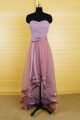 Fashion High Low Strapless Dusty Rose Lace Prom Dress With Detachable Skirt