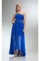 Fashion One Shoulder High Low Hot Royal Blue Chiffon Beaded Prom Dress