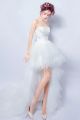 Fashion Strapless High Low Tulle Layered Outdoor Beach Wedding Dress