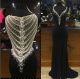 Gorgeous Sweetheart High Slit Long Black Jersey Pearl Beaded Prom Dress