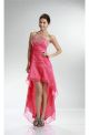 High Low Strapless Empire Waist Watermelon Chiffon Party Prom Dress