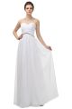 Lovely Illusion Jewel Neckline Empire Waist Long White Chiffon Beaded Prom Dress