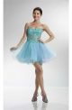 Lovely Sweetheart Short Turquoise And Pink Tulle Beaded Cocktail Prom Dress