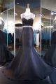 Mermaid Bateau Neckline Sleeveless Black Taffeta Beaded Prom Dress