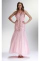 Mermaid Halter Ankle Length Light Pink Tulle Beaded Prom Dress