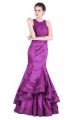 Mermaid High Neck Fuchsia Taffeta Lace Special Occasion Prom Dress