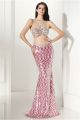 Mermaid Illusion Neckline Pink Sequin Sparkly Special Occasion Prom Dress