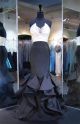 Mermaid Strapless Two Piece Black And White Taffeta Ruffle Prom Dress