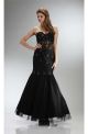 Mermaid Sweetheart Black Tulle Lace Beaded See Through Prom Dress