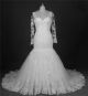 Mermaid Sweetheart Long Sleeve Vintage Lace Beaded Wedding Dress Corset Back