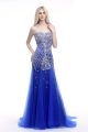 Mermaid Sweetheart Royal Blue Tulle Rhinestone Beaded Pageant Prom Dress