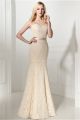 Mermaid Sweetheart Spaghetti Strap Champagne Lace Evening Prom Dress With Sash