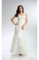 Mermaid V Neck Sheer Strap Ivory Tulle Lace Prom Dress