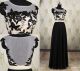 Sheath Bateau Neckline Sheer Back Long Black Chiffon Embroidery Evening Prom Dress