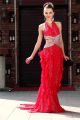 Sheath Halter Cut Out Backless Red Chiffon Ruffle Sequin Evening Prom Dress