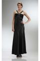 Sheath Long Black Silk Formal Occasion Evening Dress With Lace Straps