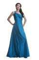 Sheath One Shoulder Empire Waist Open Back Teal Silk Prom Dress