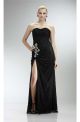 Sheath Strapless High Slit Long Black Lace Beaded Prom Dress