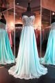 Sheath Sweetheart Long Mint Green Chiffon Beaded Prom Dress