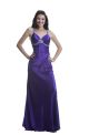 Sheath Sweetheart Long Purple Silk Beaded Prom Dress With Straps