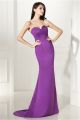 Simple Mermaid Sweetheart Purple Satin Plain Evening Dress Sweep Train