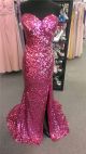 Sparkly Mermaid Sweetheart Fuchsia Sequined Prom Dress With Slit