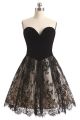 Stunning Sweetheart Drop Waist Short Black Lace Cocktail Prom Dress