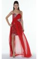 Stunning Sweetheart High Low Red Chiffon Sequined Prom Dress With Straps