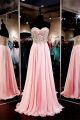 Stunning Sweetheart Long Pink Chiffon Gold Embroidery Prom Dress