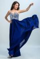 Sweetheart Empire Waist Royal Blue Chiffon Beaded Long Prom Dress